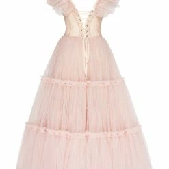 Milla Misty Rose Ruffled Tulle Midi Dress