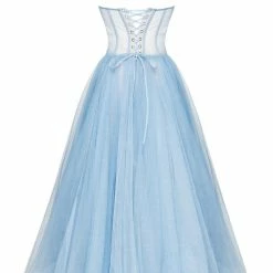 Milla Light Blue Strapless Puffy Midi Tulle Dress COLLECTIONS