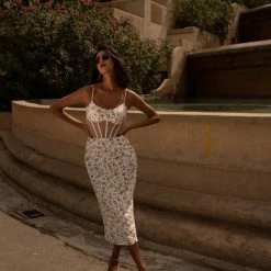 Milla COLLECTIONS Feminine Dress With Sheer Built-in Corset