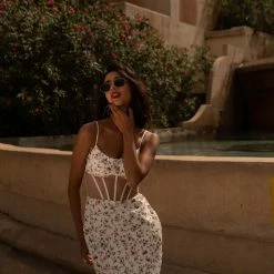 Milla COLLECTIONS Feminine Dress With Sheer Built-in Corset