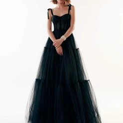 Milla COLLECTIONS Delicate Tie-Strap Maxi Tulle Dress