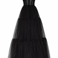 Milla COLLECTIONS Delicate Tie-Strap Maxi Tulle Dress