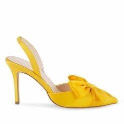 Bella Belle Yellow Pointed Toe Heels With Bow – Reese Yellow
