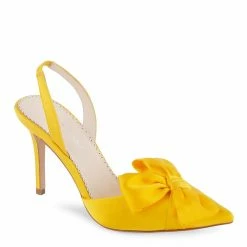 Bella Belle Yellow Pointed Toe Heels With Bow – Reese Yellow