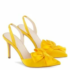 Bella Belle Yellow Pointed Toe Heels With Bow – Reese Yellow