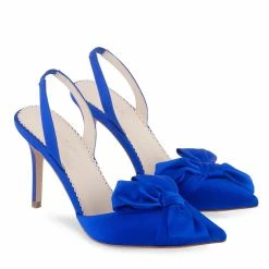 Bella Belle Blue Slingback Heels With Knotted Bow – Reese Blue