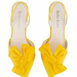 Bella Belle Yellow Pointed Toe Heels With Bow – Reese Yellow