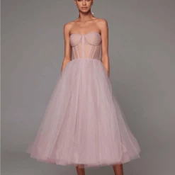 Milla Misty Rose Strapless Puffy Midi Tulle Dress COLLECTIONS