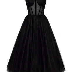 Milla Black Strapless Puffy Midi Tulle Dress COLLECTIONS