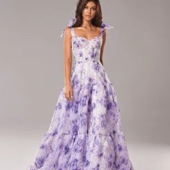 Milla COLLECTIONS Blue Peony Tender Floral Maxi Tie-strap Dress