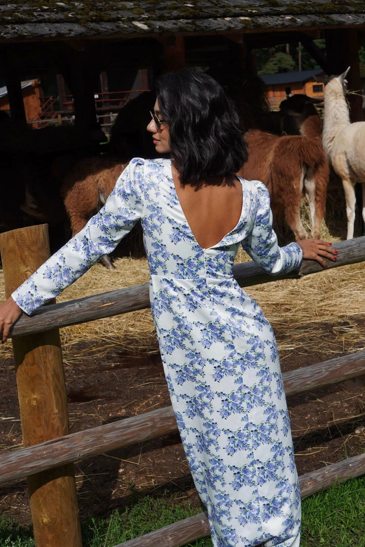 Milla COLLECTIONS Elegant Long-sleeved Floral Midi Dress 6 Milla COLLECTIONS Elegant Long-sleeved Floral Midi Dress