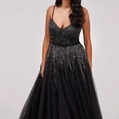 Milla COLLECTIONS Fitted Maxi Tulle Dress Sprinkled With Glitter