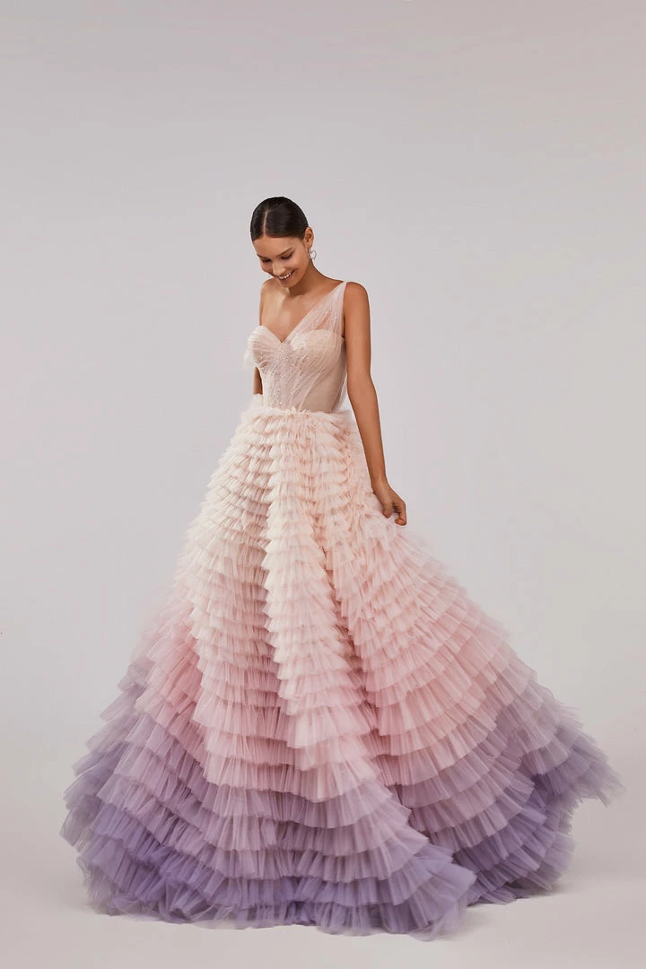Milla Charming Ball Gown With The Frill-layered Ombre Maxi Skirt COLLECTIONS 3 Milla Charming Ball Gown With The Frill-layered Ombre Maxi Skirt COLLECTIONS