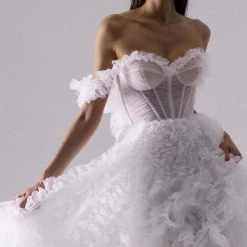 Milla Ivory All Ruffled Up Evening Fluffy Dress