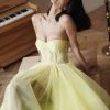 Milla Yellow Strapless Puffy Midi Tulle Dress COLLECTIONS 2 Milla Yellow Strapless Puffy Midi Tulle Dress COLLECTIONS