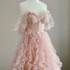 Milla COLLECTIONS Misty Rose All Ruffled Up Evening Fluffy Dress