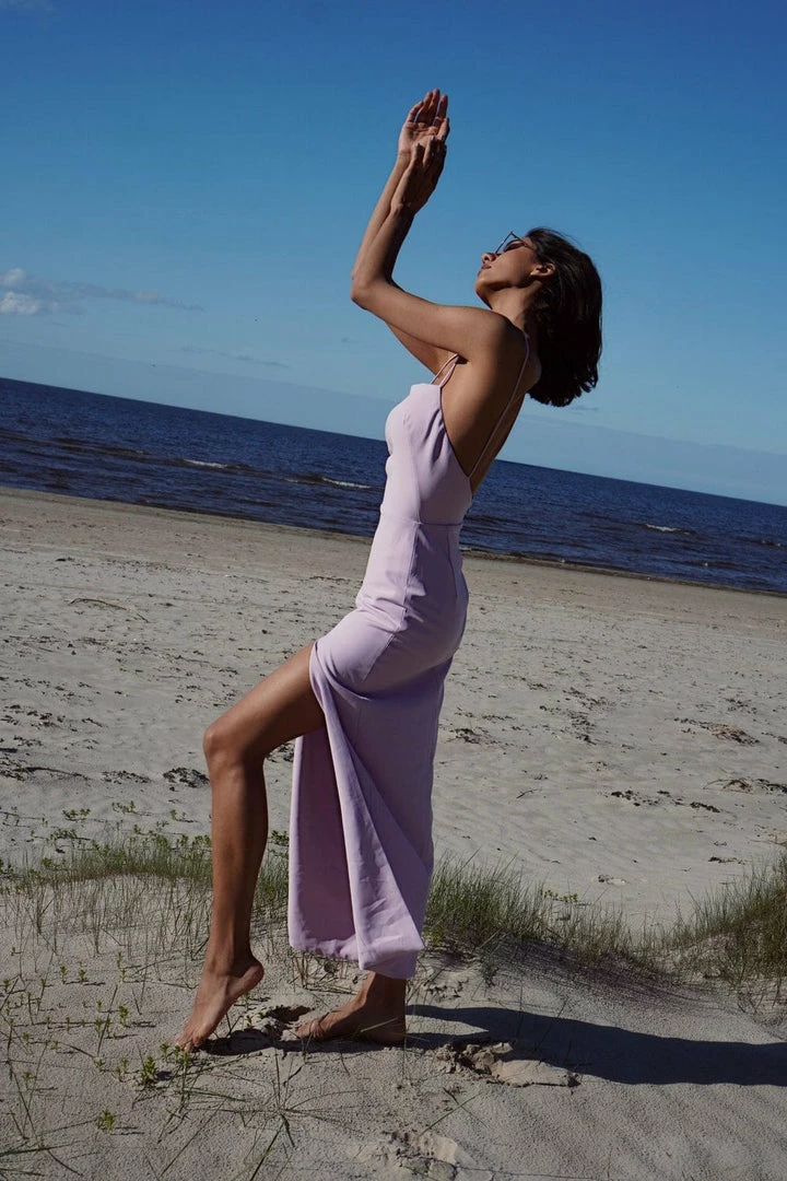 Milla Long Classic Dress With High Slit COLLECTIONS 6 Milla Long Classic Dress With High Slit COLLECTIONS