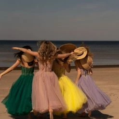 Milla COLLECTIONS Bottega Green Strapless Puffy Midi Tulle Dress