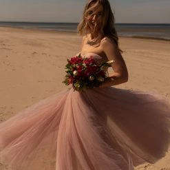 Milla Misty Rose Strapless Puffy Midi Tulle Dress COLLECTIONS
