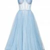 Milla Light Blue Strapless Puffy Midi Tulle Dress COLLECTIONS