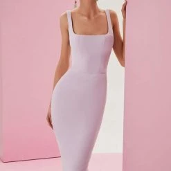 Milla COLLECTIONS Classy Midi Dress With A Square Neckline