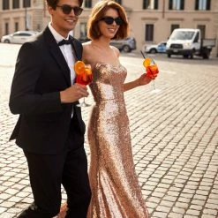 Milla Strapless Elegant Sequin Dress