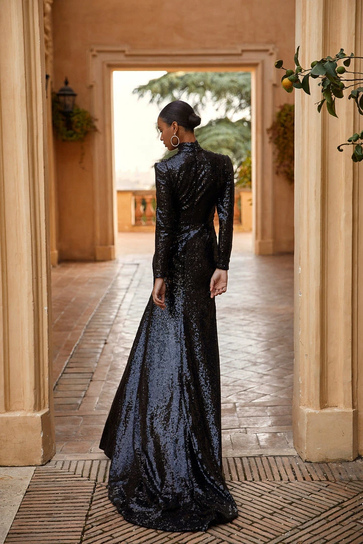 Milla Long-sleeve Black Sequin Dress COLLECTIONS 7 Milla Long-sleeve Black Sequin Dress COLLECTIONS