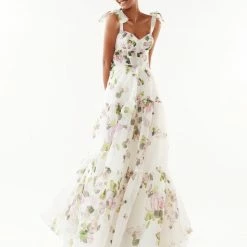 Milla COLLECTIONS Apple Blossom Tender Floral Maxi Tie-strap Dress