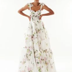 Milla COLLECTIONS Apple Blossom Tender Floral Maxi Tie-strap Dress