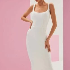 Milla COLLECTIONS Classy Midi Dress With A Square Neckline