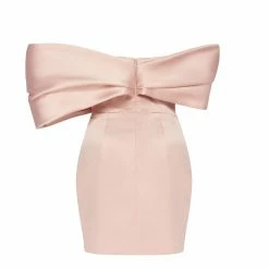 Milla Pink Ruched Bow-neckline Party Mini Dress