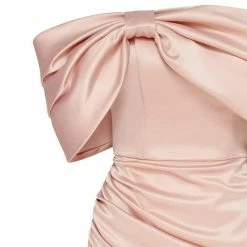 Milla Pink Ruched Bow-neckline Party Mini Dress