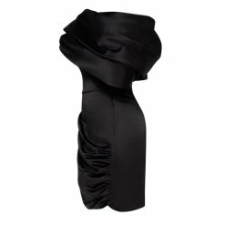 Milla COLLECTIONS Black Ruched Bow-neckline Party Mini Dress 19 Milla COLLECTIONS Black Ruched Bow-neckline Party Mini Dress