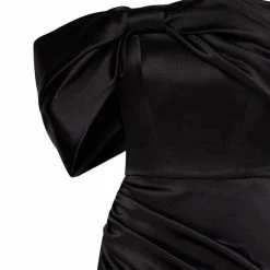 Milla COLLECTIONS Black Ruched Bow-neckline Party Mini Dress 23 Milla COLLECTIONS Black Ruched Bow-neckline Party Mini Dress