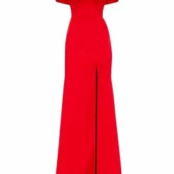 Milla Classy Drop-shoulder Red Satin Dress