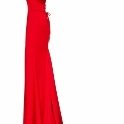 Milla Classy Drop-shoulder Red Satin Dress