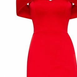 Milla Classy Drop-shoulder Red Satin Dress