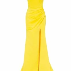 Milla Strapless Evening Gown With Thigh Slit 81 Milla Strapless Evening Gown With Thigh Slit