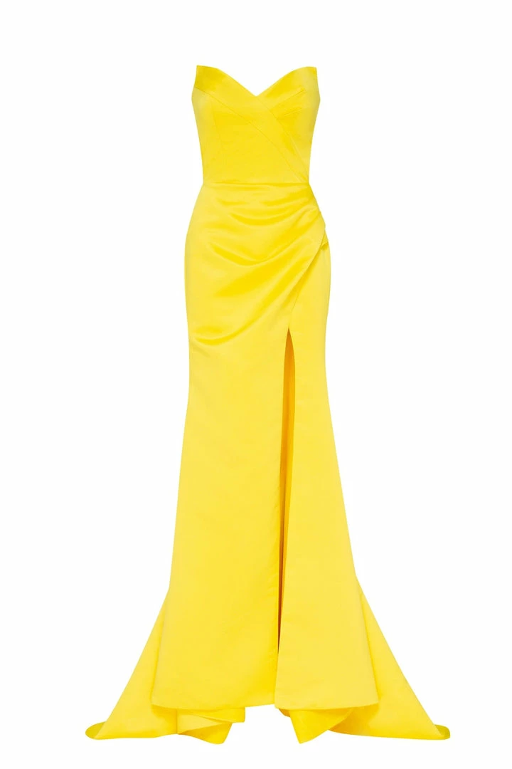 Milla Strapless Evening Gown With Thigh Slit 27 Milla Strapless Evening Gown With Thigh Slit