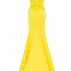 Milla Strapless Evening Gown With Thigh Slit 82 Milla Strapless Evening Gown With Thigh Slit