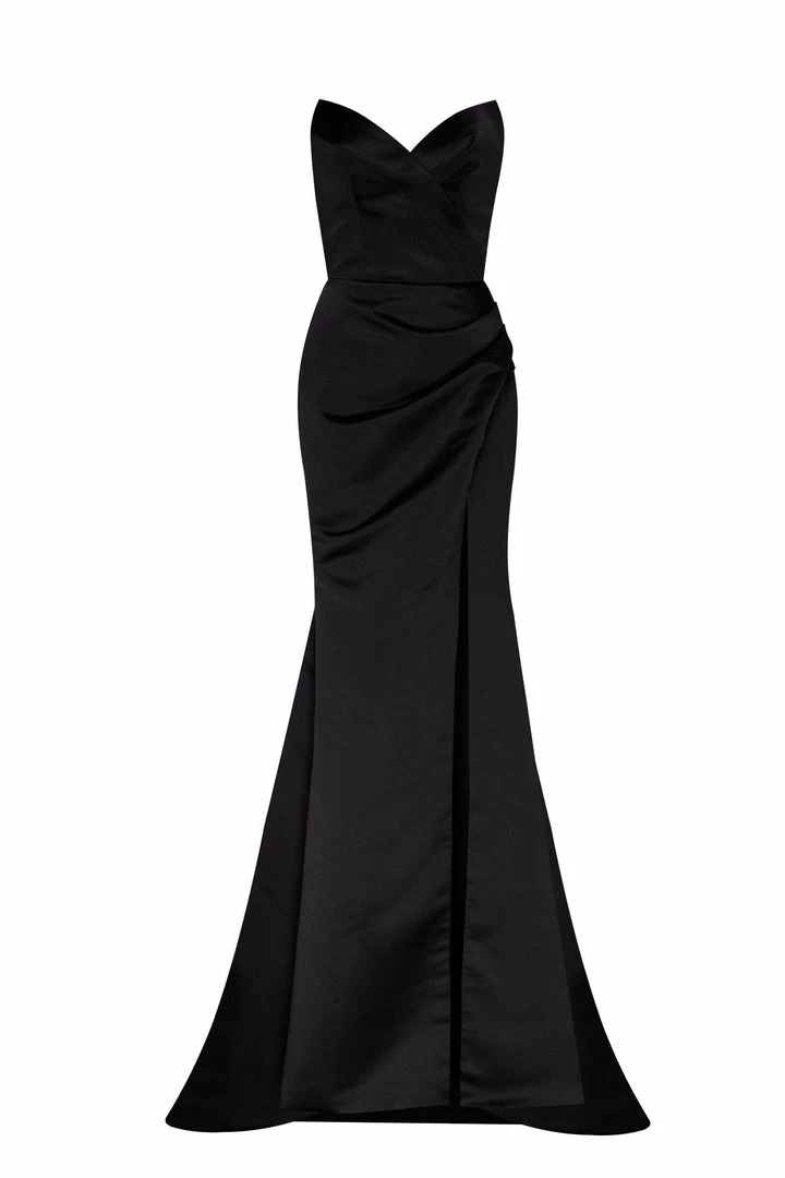 Milla Strapless Evening Gown With Thigh Slit 33 Milla Strapless Evening Gown With Thigh Slit