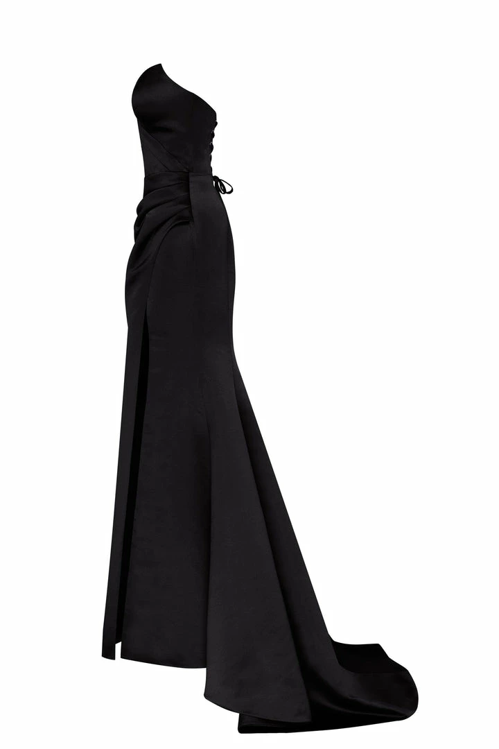 Milla Strapless Evening Gown With Thigh Slit 35 Milla Strapless Evening Gown With Thigh Slit