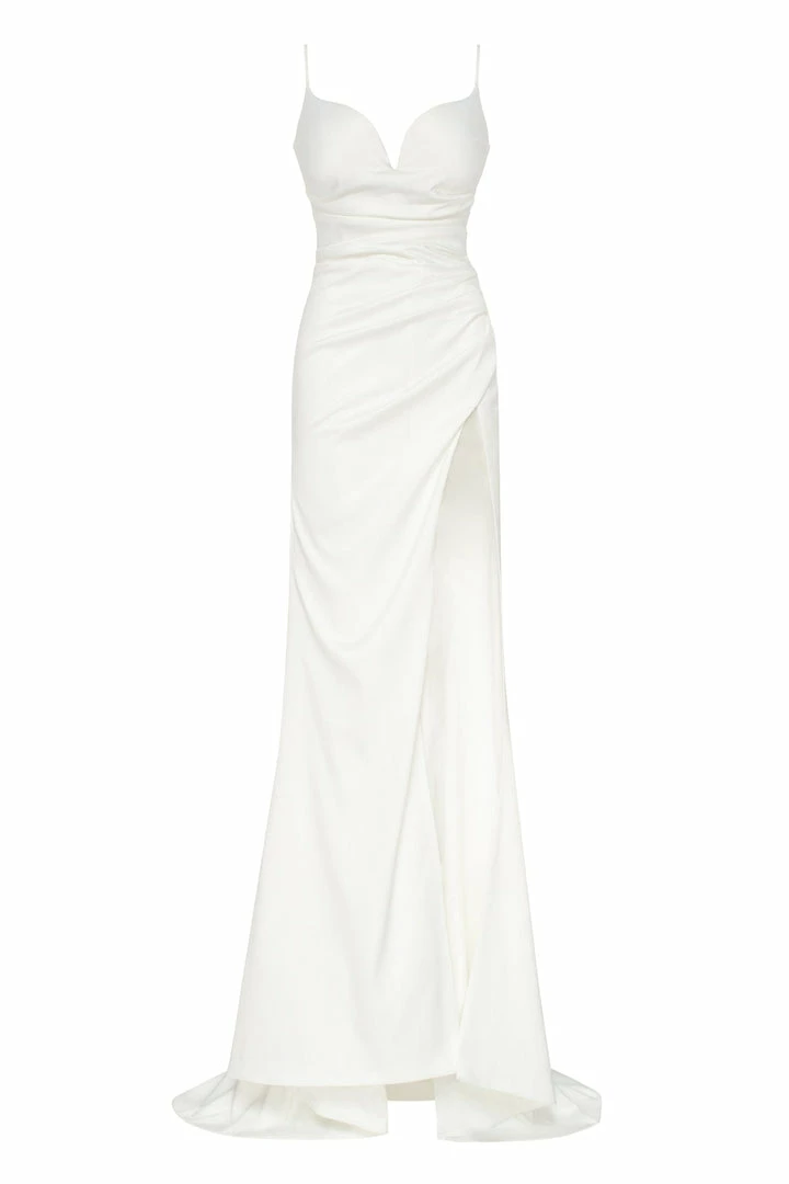 Milla Strapped Gown With Sexy Thigh Side Slit 19 Milla Strapped Gown With Sexy Thigh Side Slit