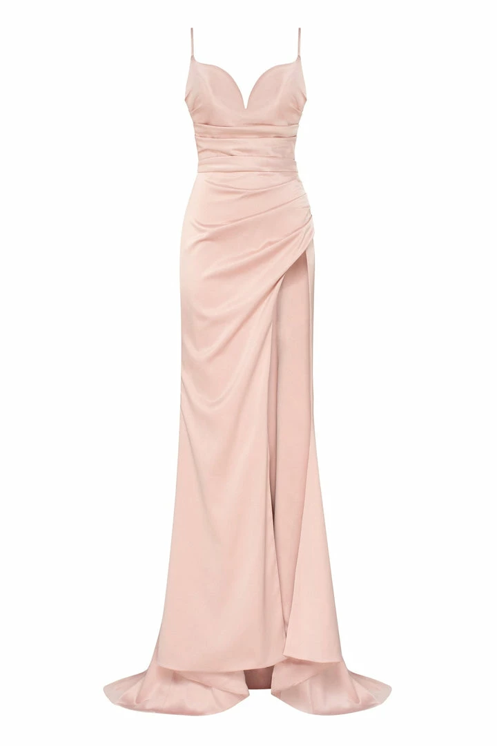 Milla Strapped Gown With Sexy Thigh Side Slit 18 Milla Strapped Gown With Sexy Thigh Side Slit