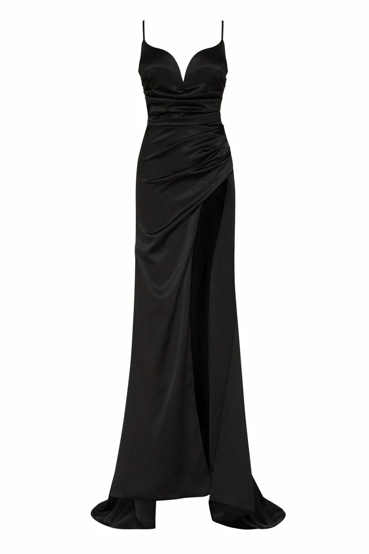 Milla Strapped Gown With Sexy Thigh Side Slit 25 Milla Strapped Gown With Sexy Thigh Side Slit