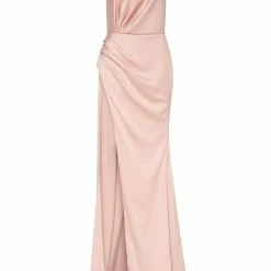 Milla COLLECTIONS Pink Mock Neck Sleeveless High Slit Dress