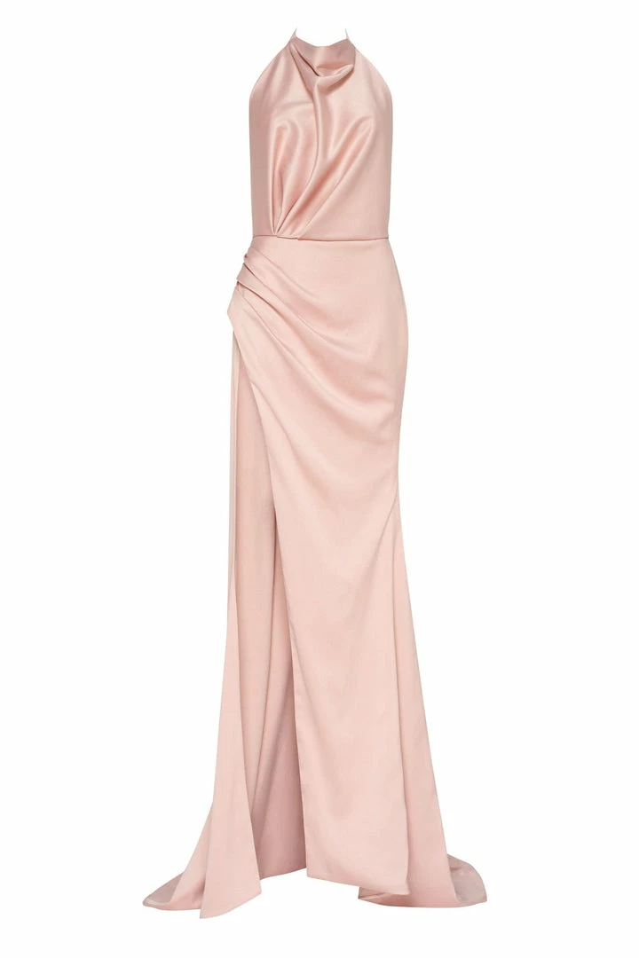 Milla COLLECTIONS Pink Mock Neck Sleeveless High Slit Dress 4 Milla COLLECTIONS Pink Mock Neck Sleeveless High Slit Dress
