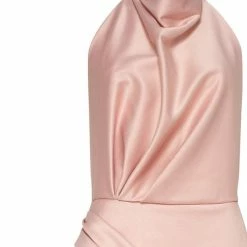 Milla COLLECTIONS Pink Mock Neck Sleeveless High Slit Dress 15 Milla COLLECTIONS Pink Mock Neck Sleeveless High Slit Dress