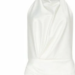 Milla White Mock Neck Sleeveless High Slit Dress