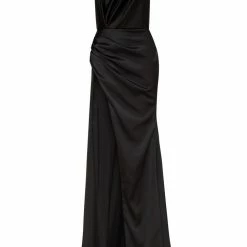 Milla COLLECTIONS Black Mock Neck Sleeveless High Slit Dress